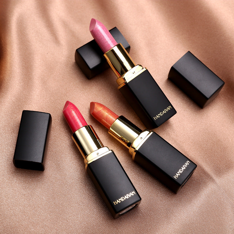 Shiny Metallic Lipstick Pearlescent Color Temperature Change Lipstick Gilt Lipstick