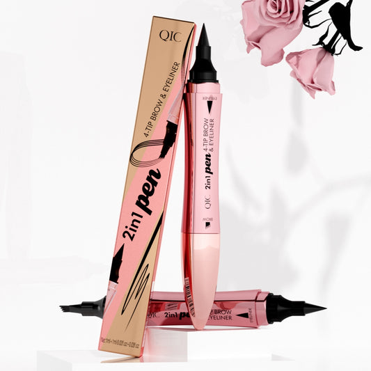 Double-headed 3D Micro-carved Liquid Four-fork Eyebrow Pencil Eyeliner 2-in-one Dual-purpose